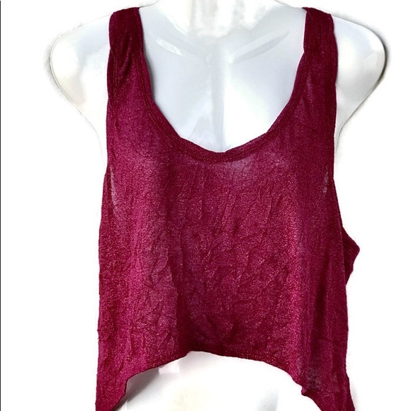 Free People Asymmetrical Plum Sparkle Tank Top, SM - Picture 2 of 7